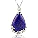 KISSPAT Lapis Lazuli Necklace Teardrop Semi Precious Gemstone Pendant on 20