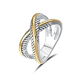 UNY Ring Vintage Designer Fashion Brand Women Valentine Gift Two Tone Plating Twisted Cable Wire Rings