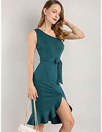 Allegra K - Vestido de cóctel con cinturón dividido para mujer