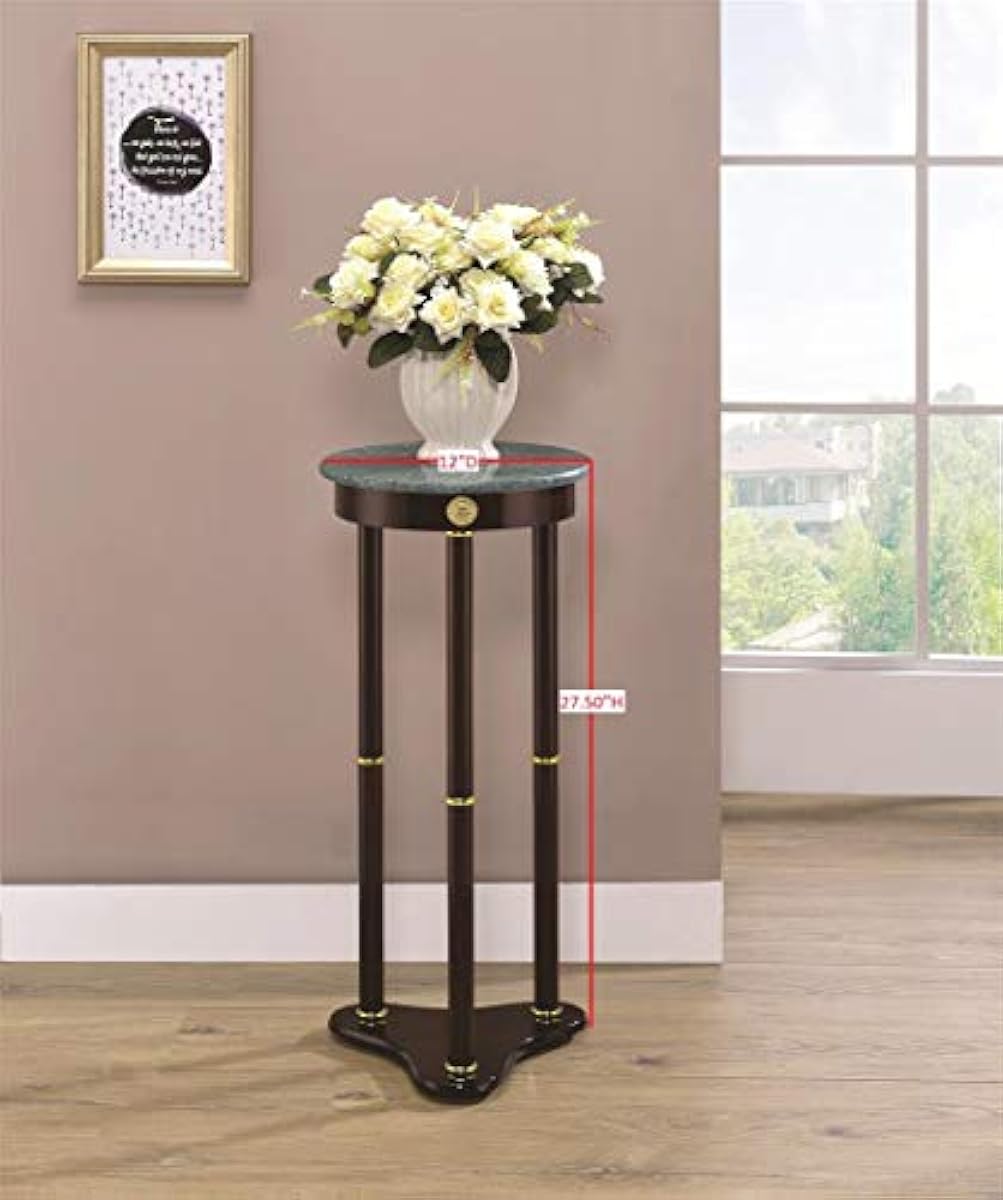 Round Pedestal Plant Vase Stand Small Cherry Accent Table Marble Top 28