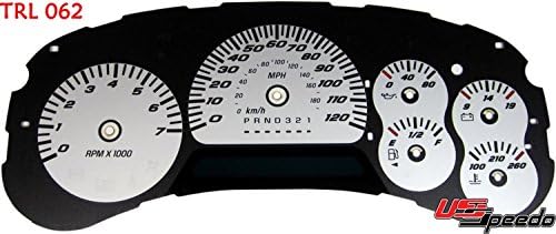 US Speedo TRL062 - Daytona Edition Gauge Faces - Silver / Blue Night - 120 MPH - for: Chevy Trailblazer, Envoy