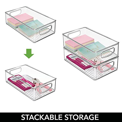 mDesign Small Plastic Office Storage Container Bins w/Handles for