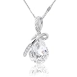 Mother's Day Gift ''External Love'' Water-drop Shape Crystal Pendant Necklace for Women