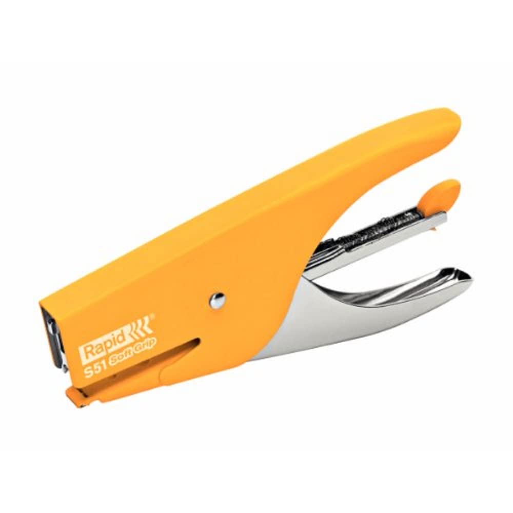 Rapid Supreme S51 Stapling Pliers, 15 Sheet Capacity, Uses No. 21 Staples, Soft Grip, Metal and Rubber, Yellow, 10538743