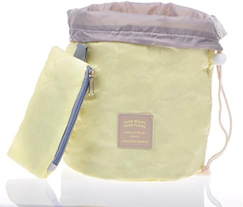 Cosmetic Makeup Bag Case,Hanging Toiletry Bag,Travel Organizer Travel Kit For Women Men (Macaroon Yellow)