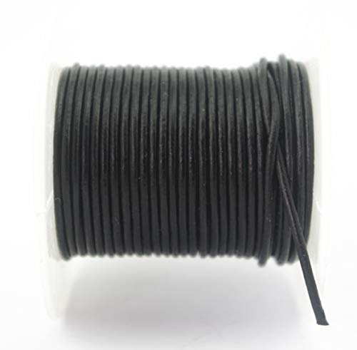 Glory Qin Soft Round Genuine Jewelry Leather Cord Leather Rope Beading String (1.5mm, Black)