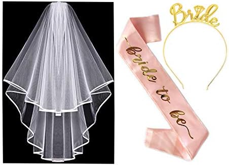 Nager Hen Party Decoration, Bride To Be Sash, Bridal Veil, Headband Tiara
