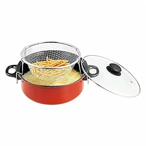 3 In 1 Cooking Set, Steamer Cooker Fryer Chip Pan, Frying Pan With Frying Basket And Glass Lid Cooking Pot Basket Set…