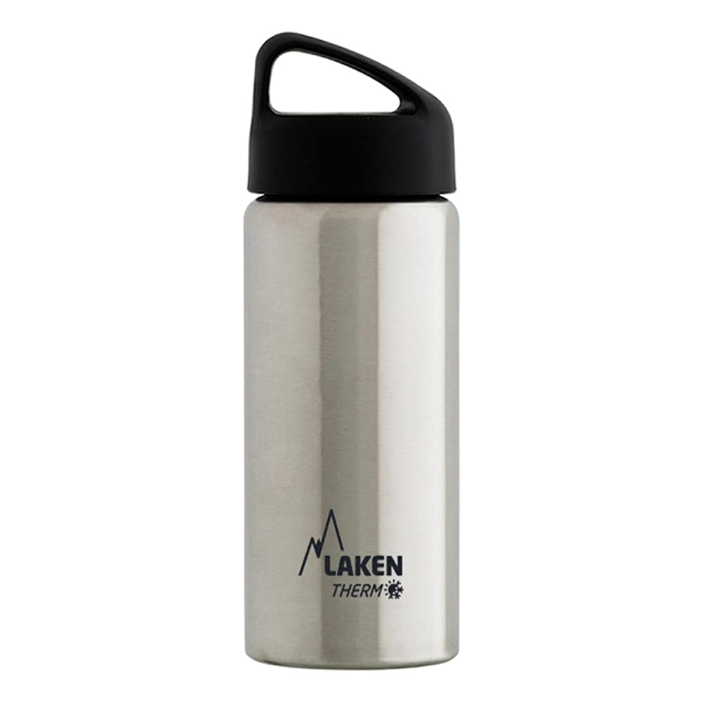 Laken Thermo Classic Vacuum Insulated Stainless Steel Water Bottle Wide Mouth - 500ml, Plain / Silver