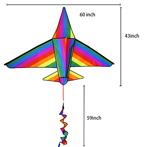 Zhuoyue Large Airplane Kite for Kids and Adults, Easy to Fly 3D Nylon Kites for Boys Girls, Single Line Beach Kite with Long Tail and Flying Line - Thumbnail 4