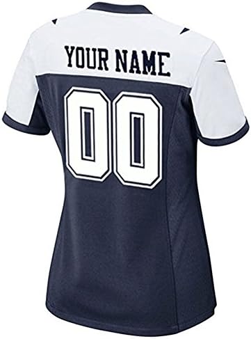 Fstylers Women Custom Football Navy Blue White Jersey Any Name &amp; Number Personalized (L)