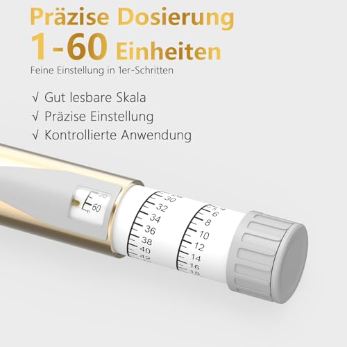 AMAINKI Reusable Insulin Pen for 2ml Cartridges, Accurate Dosing of 1-60 Units, Injector Compatible with Standard Cartridges, Portable Metal Body | Dosificación Precisa de ,Inyector Compatible con Cartuchos Estándar, Cuerpo Metálico Portátil