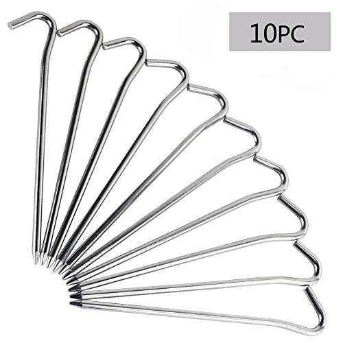 RIY 7" Camping Tent Stakes Aluminum Lightweight Garden Canopy Stakes Pegs Bags 10pcs