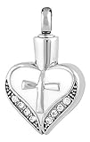 Perfect Memorials Cross My Heart Stainless Steel Cremation Jewelry