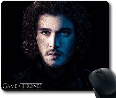 Custom Attractive Mouse Pad with Game Of Thrones Kit Harington Jon Snow Non-Slip Neoprene Rubber Standard Size 9 Inch(220mm) X 7 Inch(180mm) X 1/8 Inch(3mm) Desktop Mousepad Laptop Mousepads Comfortable Computer Mouse Mat
