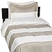 Amazon Basics Lightweight Microfiber Bed-in-a-Bag Comforter 5-Piece Bedding Set, Twin/Twin XL, Reversible Gray Stripe, Striped