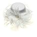 FACILLA® White Feather Hair Clip Mini Top Lace Beads Hat Fascinator Cocktail Party Women
