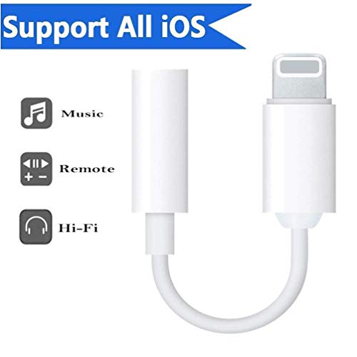 Headphone Adapter for iPhone 8 Adapter Compatible for iPhone X/XS/XR/XS MAX for iPhone 8/8P/7/7P 3.5mm Dongle Jack Earphone AUX Audio Splitter Accessories Connector Cable Support to iOS 12 System