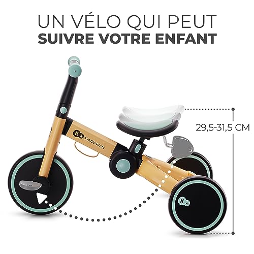 Kinderkraft 4TRIKE Tricycle 3en1, Tricycle Pliable, Vélo sans Pédales, Vélo Bébé, Mini Draisienne, Trotteur, Selle réglable, Trois Roues, De 12 Mois à Environ 5 Ans, 25kg, Bleu