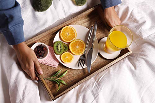 GoCraft Handmade Classic Wooden Tray Medium Size | Serveware Kitchen Accessories Tray - 15" - Thumbnail 5