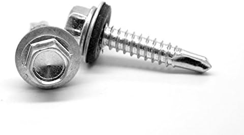 #10-16 x 2" Pro Self Drilling Screw Hex Washer Head with Sealing Washer #3 Point Low Carbon Steel Zinc Plated Pk 1500