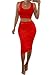 Womens Crop Top Midi Skirt Outfit Two Piece Bodycon Bandage Dress Medium Red