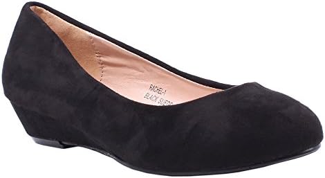 New Sexy Office Lady Fashion Faux Suede Slip on Wedges Platforms Womens Casual Low Heels Shoes Size New Without Box (9, Black)