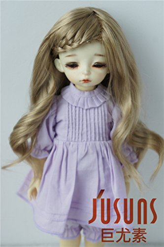JD204 6-7inch(16-18cm) Brown Lady Braid Curly BJD Doll Wigs 1/6 YOSD Synthetic Mohair Wig BJD Wigs 6-7 inch Doll Accessories