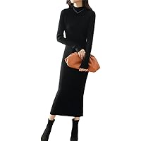 BCBGMAXAZRIA Women's Balloon Sleeve Sweater Dress - Turtle Neck Fluted Hem
