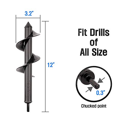 Espace Auger Drill Bit for Planting 3.2 x 12 Inch Premium Garden