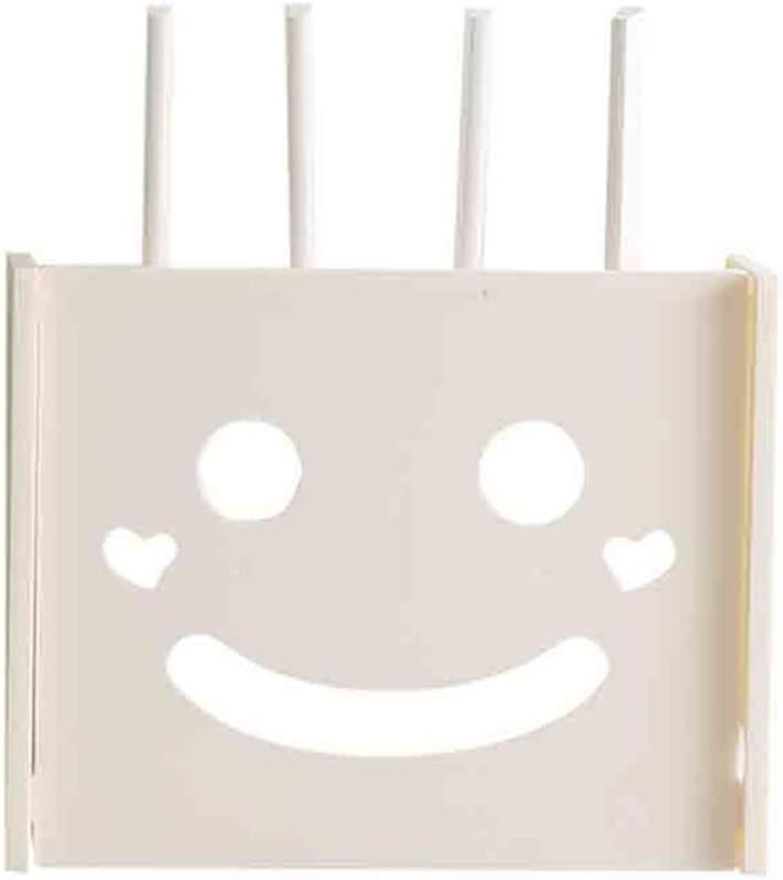 Wireless WiFi Router Storage Box Plastic Shelf Wall Bracket Cable Organizer (White)