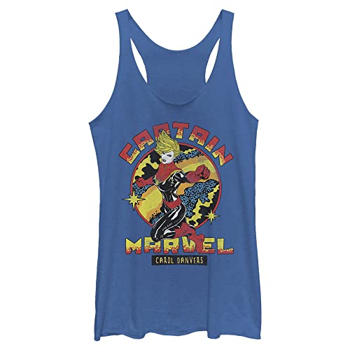 Marvel Classic Cap Marv Women's Racerback Tank Top Royal Blue Heather