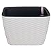 TABOR TOOLS TB603A Self Watering Planter, Modern Decorative Planter Pot for Outdoor or Indoor Garden. Elegant Plastic Wicker “Rattan-Look” Design, Suitable for All Plants & Flowers. (Square, White)