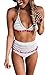 Heymiss Womens High Waisted Bikini Set Stripe Tassel Halter Two Pieces Swimsuits