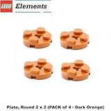 Parts - Plates, Round Lego 2 x 2 (PACK of 4 - Dark Orange)