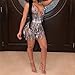 Women’s Warp Tie Party Dress – Ladies Sexy Deep V Neck Sleeveless Mini Dress – Shiny Sequin Back Crisscross Club Cocktail Dressthumb 2