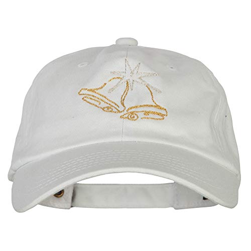 Glitter Christmas Bells Embroidered Unstructured Washed Cap - White OSFM