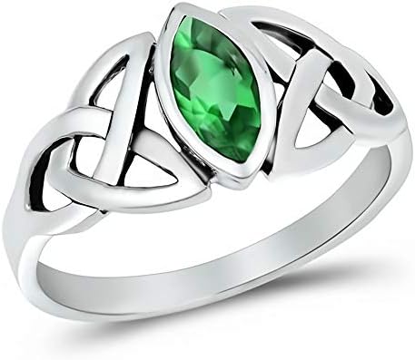 Sterling Silver CZ Ring [Green/Celtic] Cubic Zirconia Jewellery Gift