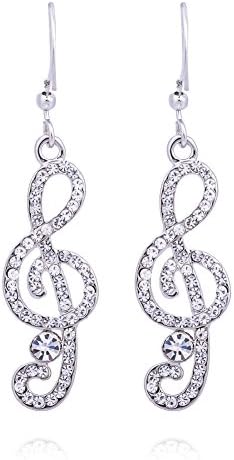 DongStar Fashion Jewelry Austrian Crystal Copper Music Note Treble Clef Earrings