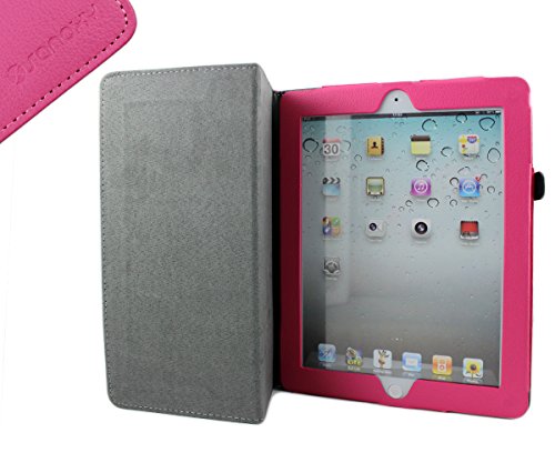SANOXY Slim Smart Wake & Sleep Folder PU Leather Stand Case for iPad 2/3/4 (Folio HOT Pink)