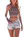 JomeDesign Women's Summer Halter Cross Hollow Boho Bandage Tank Camis Crop Top Vest, Spaghetti Elephant, One Size