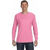 Jerzees Men's Dri-Power Cotton Blend Long Sleeve T Shirt Moisture Wicking Odor Protection, UPF 30+ Azalea