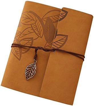 Uniuni 30 Pages Retro PU Leather Leave Pattern Hand Scrapbook DIY Family Instant Camera Photo Album Book for Fuji Instax Mini 70 7S 8 25 50S 90,WIDE 300,WIDE 210 Films - Khaki