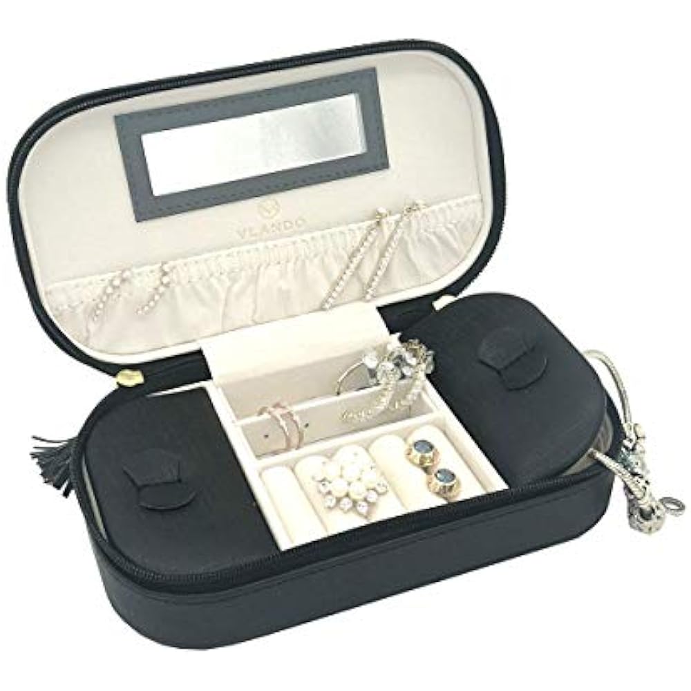 Small Jewelry Boxes Travel Tassel Organizer Woman Girls Faux Leather