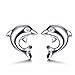 925 Sterling Silver with Cubic Zircoina Hypoallergenic Dolphin Stud Earrings LSE10