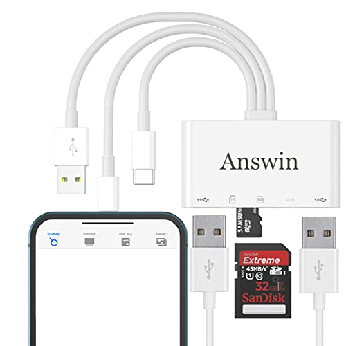 SD Card Reader, Answin 5 in 1 USB C SD Card Reader for iPhone / iPad