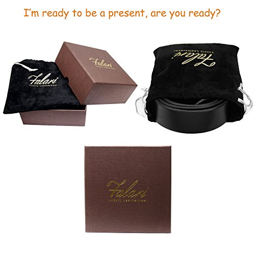 Falari Men's Classic Dress Belt Genuine Leather Belt Enclosed in a Gift Box Brown 9021-BN-S