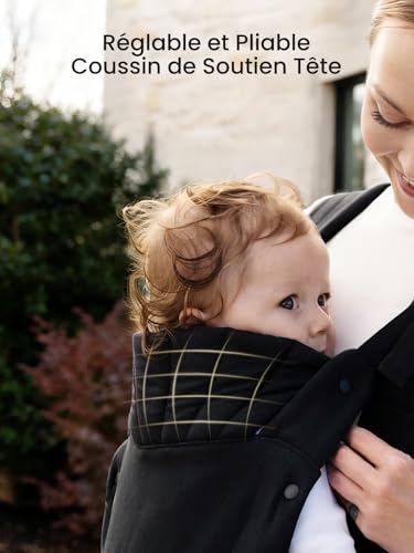 Physiological and Ergonomic Baby Carrier for Newborns to Toddlers (3-20 kg/0-24 Months), Quick Release Buckle, Easy Fit with Headrest, Lightweight and Comfortable (Black)