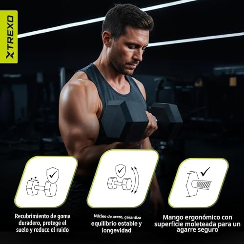 Halteres hexagonais duráveis de ferro fundido de 2,5 kg com revestimento de borracha para ginásio em casa, com pega ergonómica, halteres hexagonales estáveis e versáteis HXD25