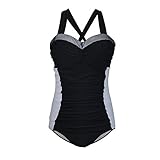 PZZ Women Mesh Patchwork Swimwear Halter Plus Size Push up Tankini Two Piece Pin Up Bikini Set